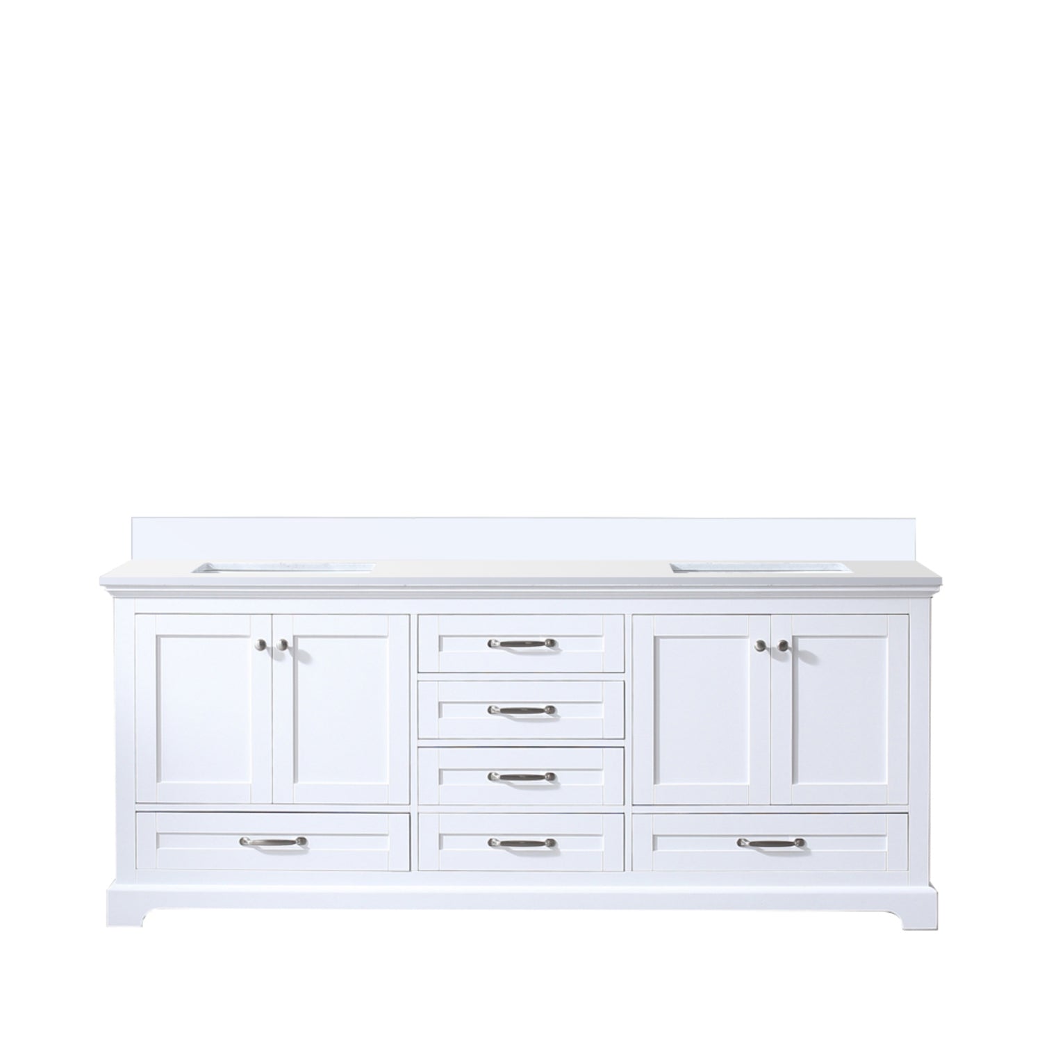 White Double Bath Vanity 80 In. W X 22 In. D, With White Quartz Top White Plywood Wood