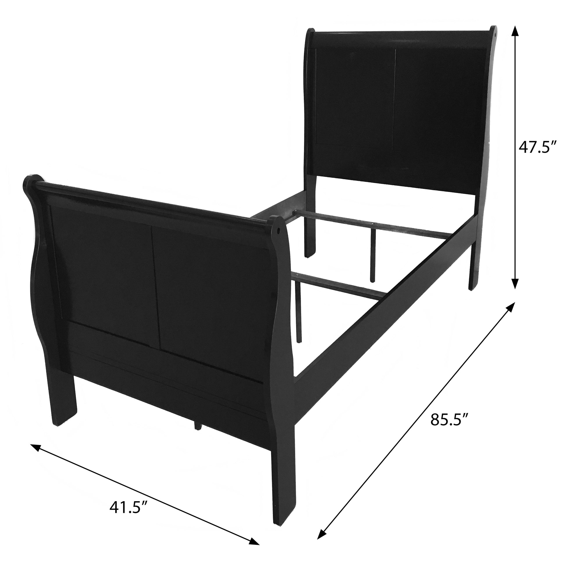 Black Twin Sleigh Bed Box Spring Required Twin Black Wood Bedroom Traditional Sleigh Wood