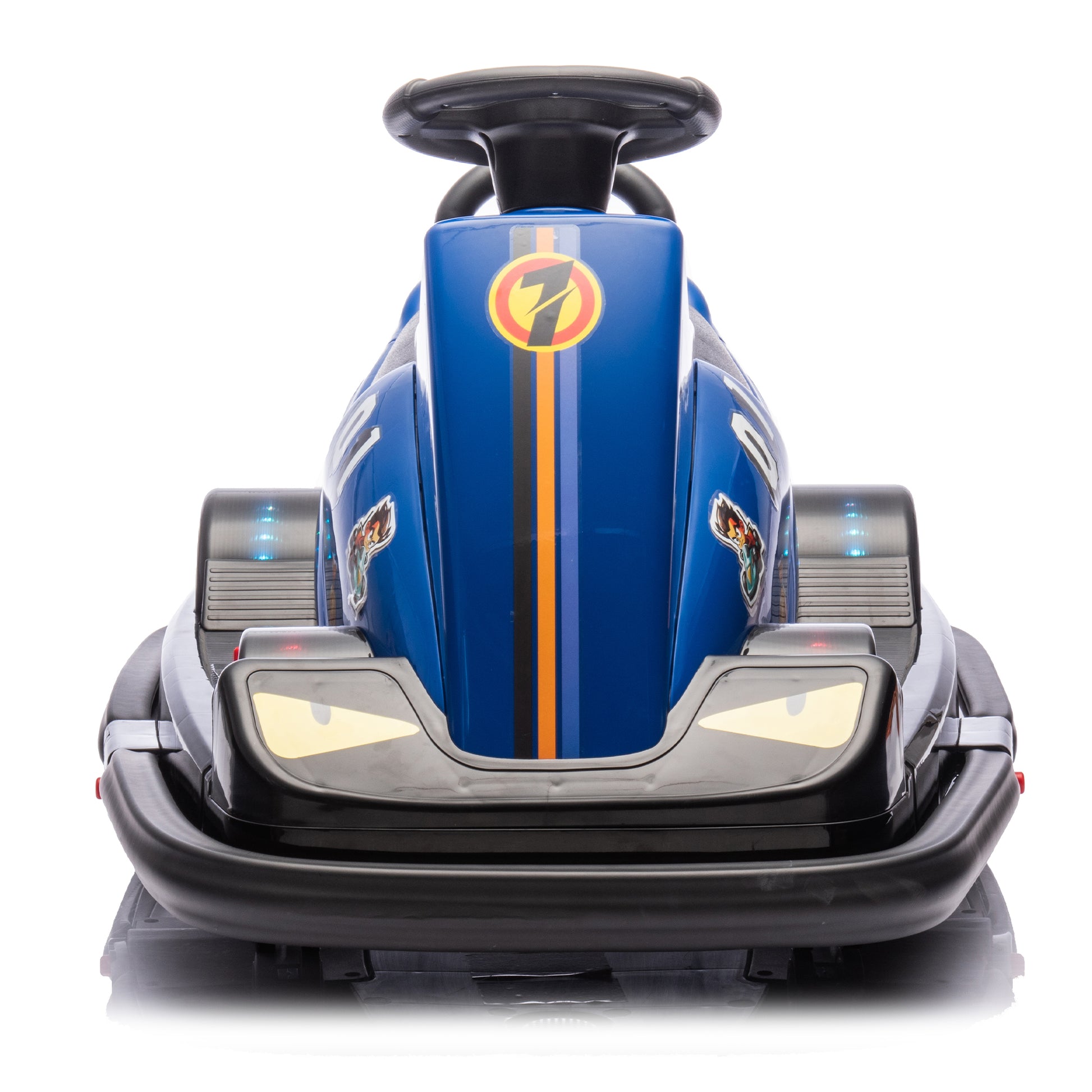 12V Kids Ride On Motor Bumper Car,Integrating System,Rotate 360 Degrees In Place,Collision Triggers Sound Effects And Lights,Four Wheel Waterfall Light,Cute Appearance Design For Kids Aged 3 5. Blue