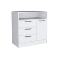 Omaha Dresser Multi Storage Compact Unit With Spacious 3 Drawers And Cabinet White White Particle Board