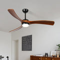 60 Inch 3 Blade Solid Wood Ceiling Fan Light Walnut American Design Solid Wood