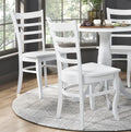 White Finish Dining Chairs Set Of 2 Wooden Ladder Back Casual Farmhouse Style Kitchen Dining Room Furniture White Dining Room Casual,Farmhouse Wood