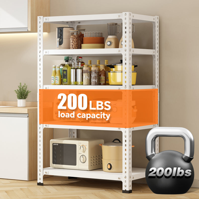 Household Storage Rack, Adjustable Display Rack, Basement Balcony Storage Rack, Carbon Steel Storage Rack, 100Cm * 40Cm * 180Cm, Five Floors White 5 White Etagere Primary Living Space Metal