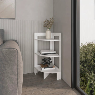 White Corner Shelf With 3 Shelf 3 White White Corner Horizontal Primary Living Space Open Back Wood Modern Particle Board