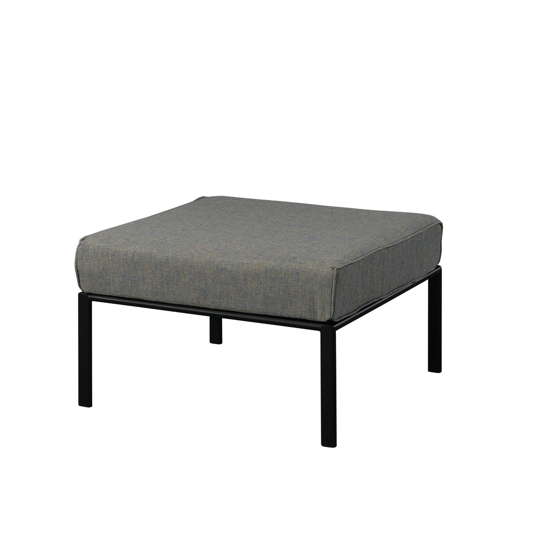 Grey And Black Patio Ottoman With Metal Tube Legs Yes Grey Black Garden & Outdoor Wood Fabric