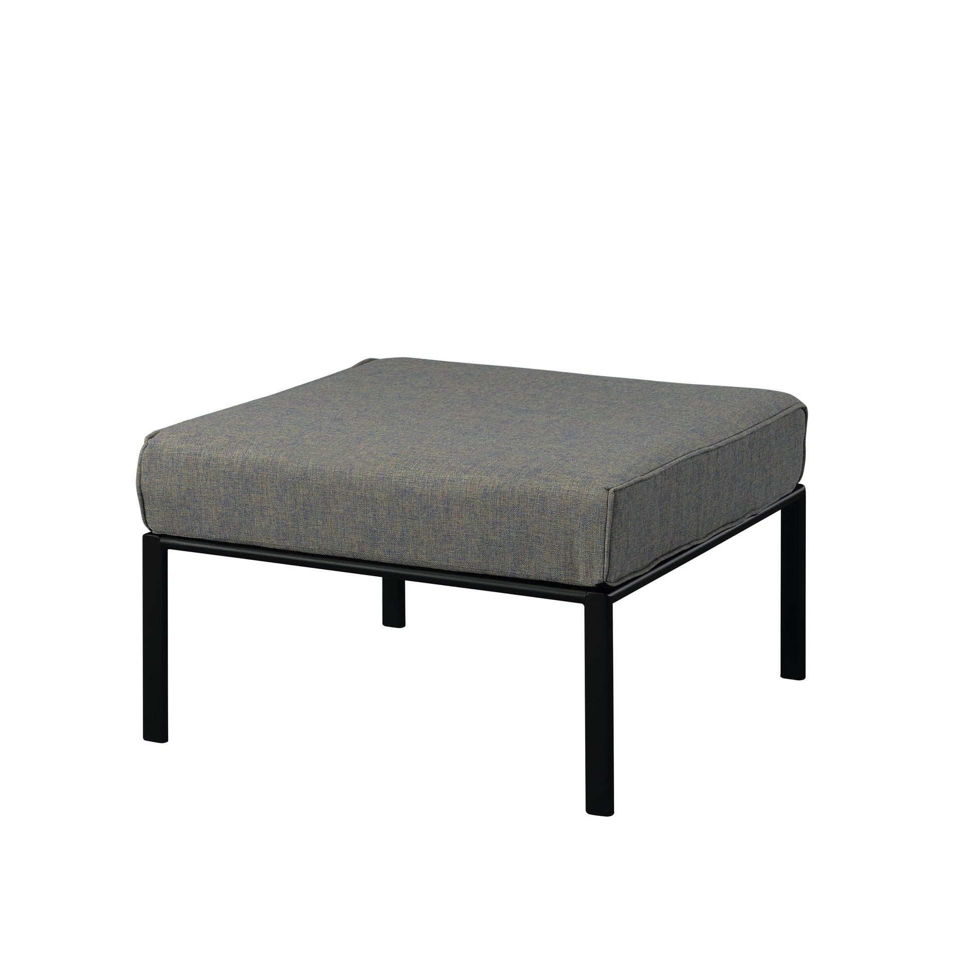 Grey And Black Patio Ottoman With Metal Tube Legs Yes Grey Black Garden & Outdoor Wood Fabric
