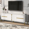 Tv Stand For Tvs Up To 80 Inches, Modern Entertainment Center Media Console With 4 Drawers And 1 Spacious Cabinet For Living Room, White White 70 79 Inches Mdf