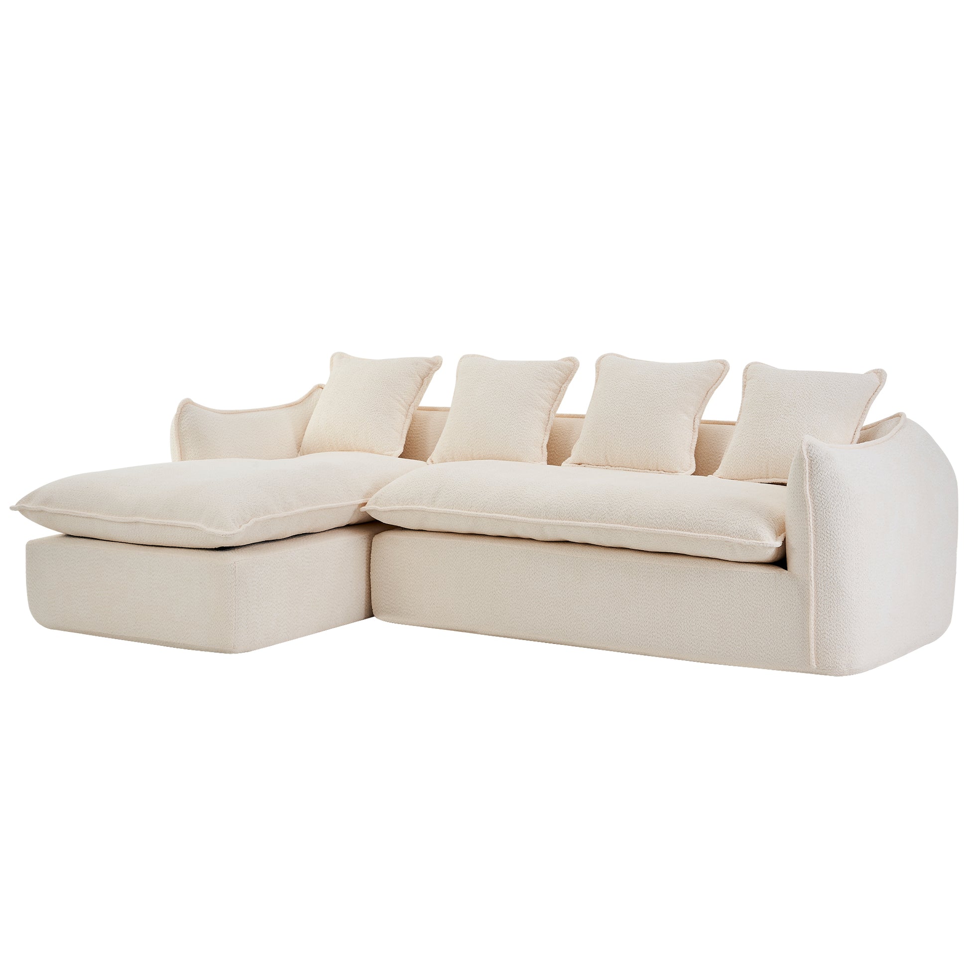Sofa Deep Seat Sofa 3 Seater For Living Room Oversized Comfy Sofa L Shape Sofa Couch With Chaise Home Furniture Sleeper Sectional Sofa For Apartment, Office Left Hand Facing Beige Foam 3 Seat
