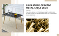 Table And Chair Set. 1 Table With 4 Gray Pu Chairs. Modern Minimalist Rectangular Black Imitation Marble Dining Table, With Golden Metal Legs. Paired With 4 Chairs With Golden Legs.Dt 1544 C001 Black Gold Glass Metal