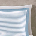 Reversible Yarn Dyed Stripe Down Alternative Comforter Set King White Blue Microfiber