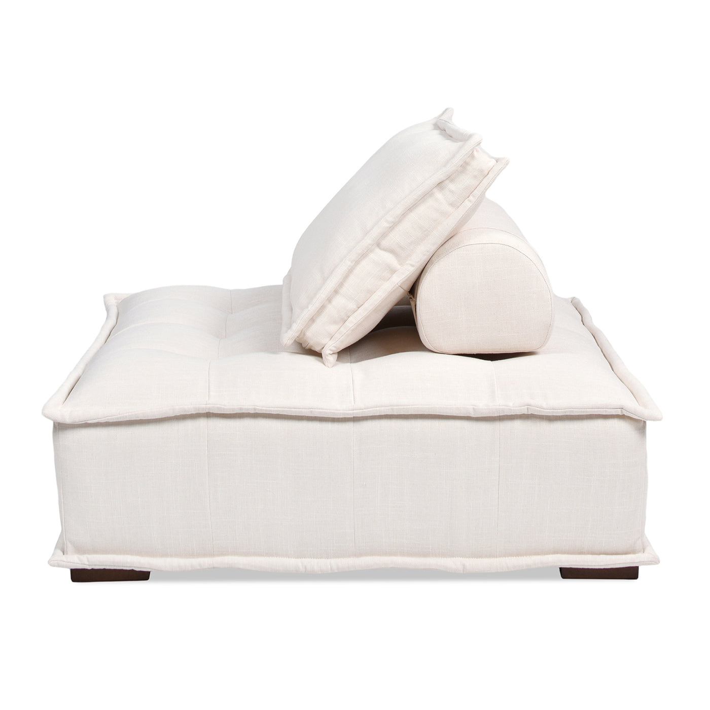 Arwen 42" Square Modular Pillow Back Lounge Chair, White Beige Linen Blend Beige Foam Linen 1 Seat