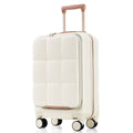 Luggage Sets 3 Piece, 20 Inch With Usb Port And Front Opening Design, Abs Hard Shell Luggage With Spinner Wheels, Cup Holder, White White Abs