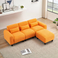 The 84.6 Inch Orange Teddy Fleece Creative Sofa Can Be Assembled Into A Two Seater Sofa With A Single Couch With Three Waist Pillows To Perfectly Stretch Your Waist For Small Apartment Bedroom Spaces Orange Polyester Blend 4 Seat