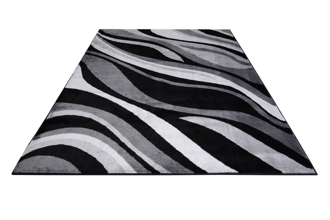 Jersey Area Rugs, Carpets For Livingroom, 5X7 Area Rugs ,1125 Black Grey Rectangle 5&7 Black Grey Contemporary Abstract Polypropylene