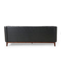 Mirod 81'' Pu Sofa,Tufted Back,Solid Wood Legs,Living Room And Study Black Pu 3 Seat