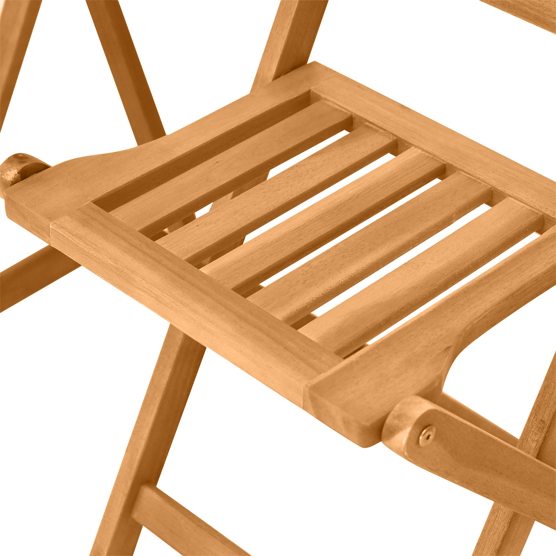 Outsunny 3 Piece Acacia Wood Bistro Set, Folding Patio Furniture With 2 Folding Chairs And Round Coffee Table, Teak, Slatted Finish, For Backyard, Balcony, Deck, Natural Natural Acacia Wood