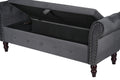 48.3 Inch Storage Bench, Modern Velvet Ottoman, Large Capacity Storage Bench With Armrest, Suitable For Living Room, Bedroom H Gray Armrest Gray Brown Velvet Primary Living Space Black Modern,Sporty Eucalyptus Wood Internal Storage Upholstered Metal &