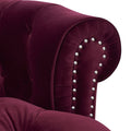 La Rosa Victorian Chesterfield Tufted Sofa, Burdy Velvet Burgundy Foam Velvet 3 Seat