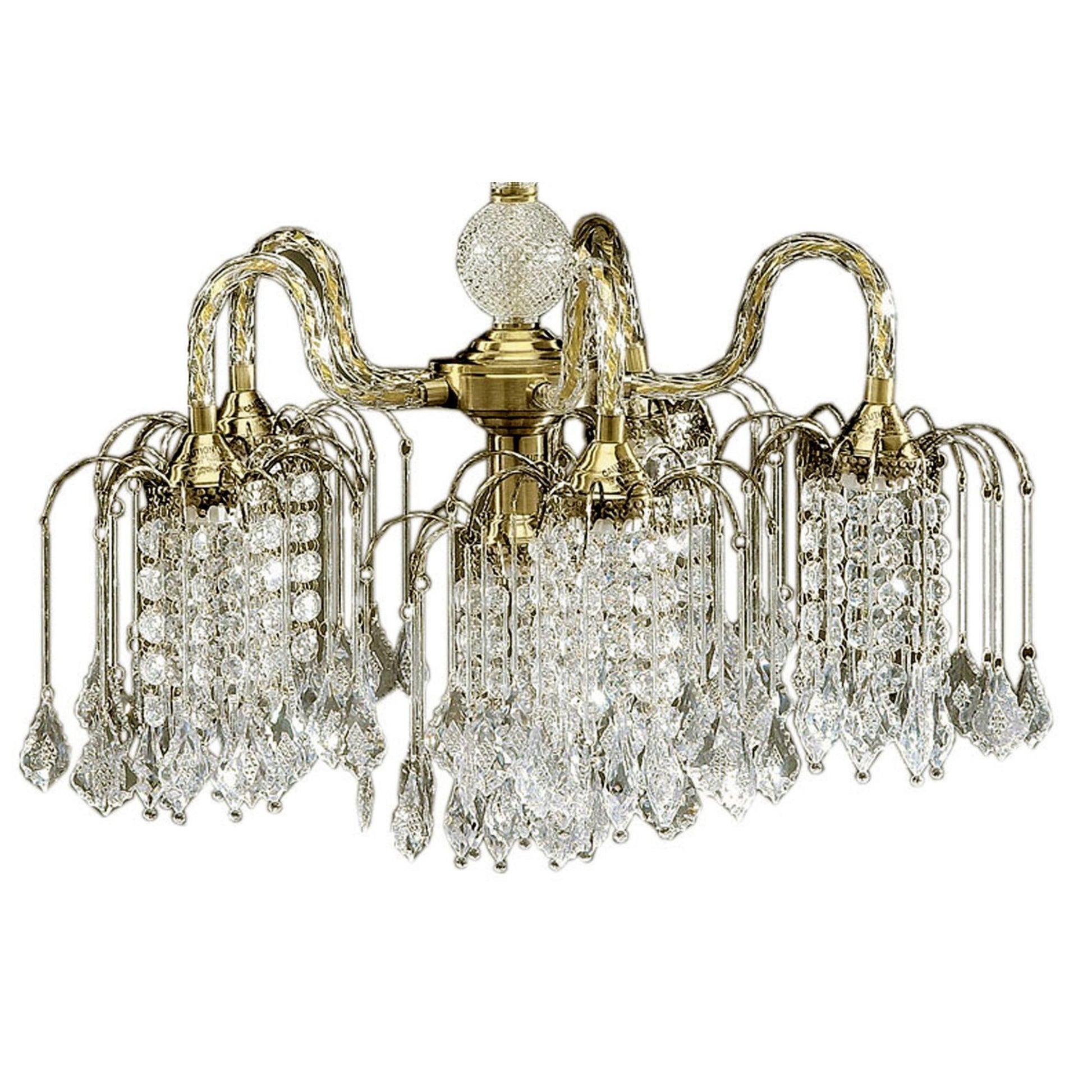 25" Tall Metal Chandelier With Antique Brass Finish And Crystal Accents Gold Metal