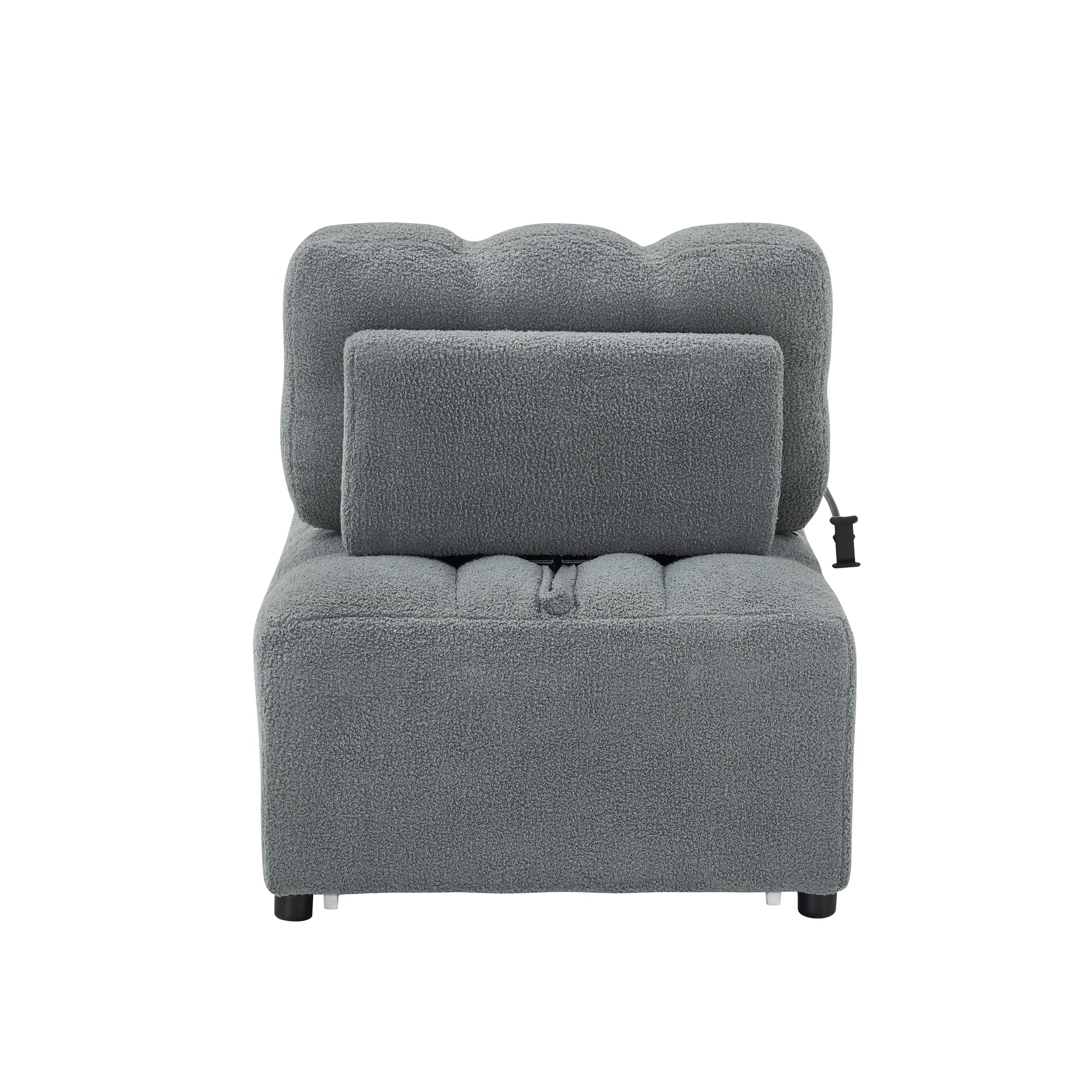 40.20 Inches Long, Teddy Sofa Fabric,A Convertible Sofa Cum Bed, For Apartment Office Living Room Gray Gray Teddy 1 Seat