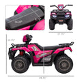 Aosom 12V Kids Atv Battery Operated With Aux Port & Usb, Kids 4 Wheeler With Tough Wear Resistant Tread, Electric Four Wheeler Kids Ride On Car Electric Car, Pink Pink Iron Plastic