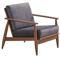 Charcoal And Brown Accent Chair With Removable Cushion Brown Grey Primary Living Space Modern Wood Fabric