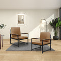 Lounge, Living Room, Office Or The Reception Area Leathaire Accent Arm Chair With Extra Thick Padded Backrest And Seat Cushion Sofa Chairs,Non Slip Adsorption Feet,Sturdy Metal Frame,Light Tan Camel Tech Cloth