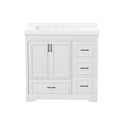 Cabinet Without Basin, 36 Inch Bathroom Cabinet, Bathroom Sink Cabinet With 2 Closing Doors And 4 Drawers. White Color, 35.8''W X 19.7''D X 35.4''H.Cabinet Only White Particle Board Mdf