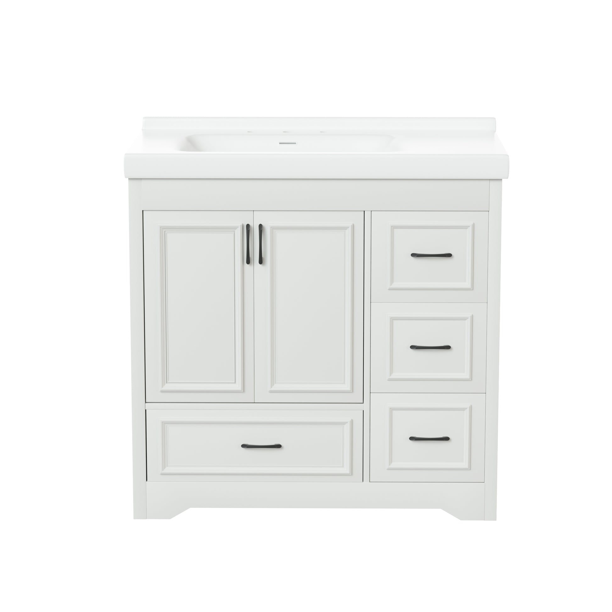 Cabinet Without Basin, 36 Inch Bathroom Cabinet, Bathroom Sink Cabinet With 2 Closing Doors And 4 Drawers. White Color, 35.8''W X 19.7''D X 35.4''H.Cabinet Only White Particle Board Mdf