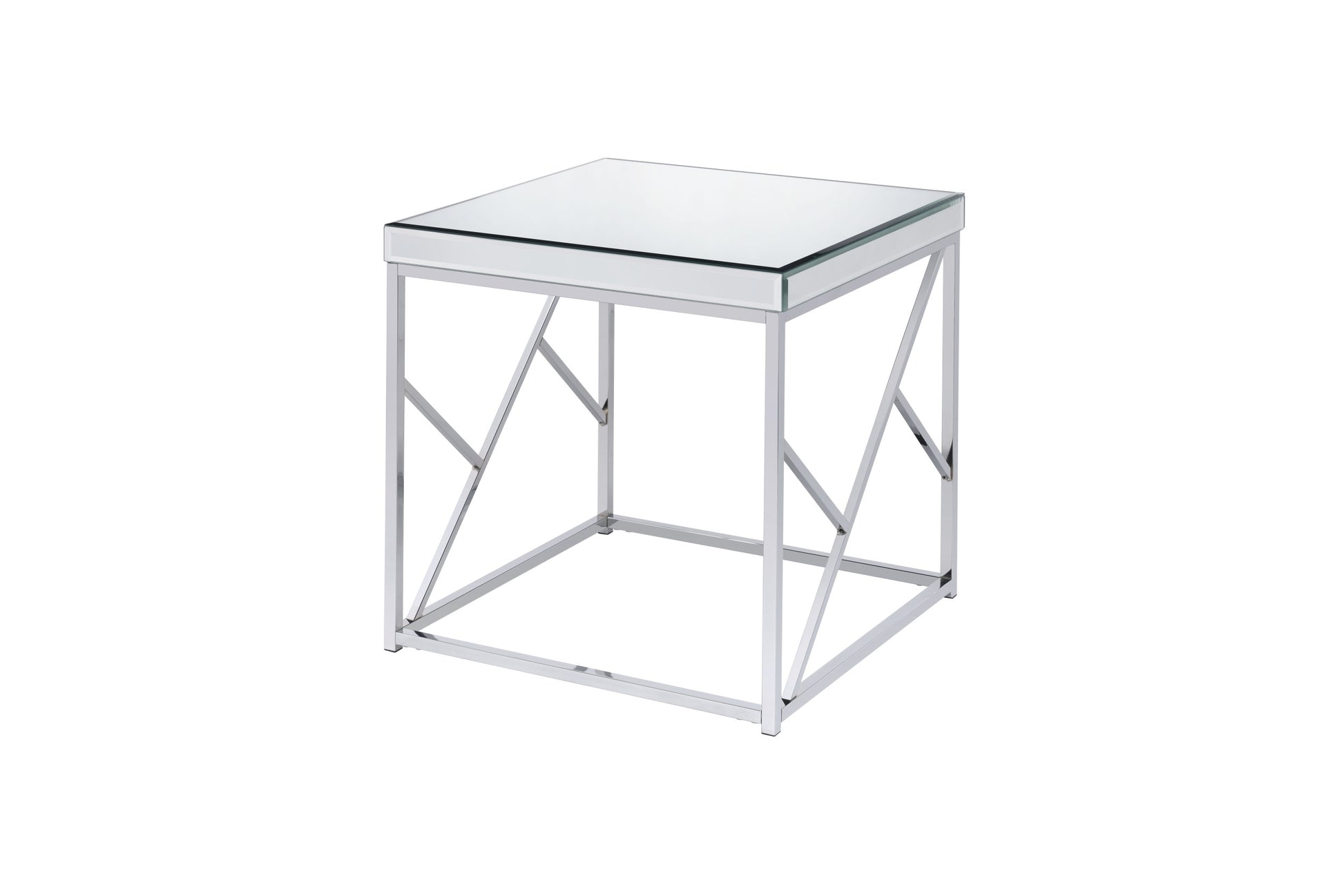 Evelyn Mirror Top End Table Silver Silver Iron