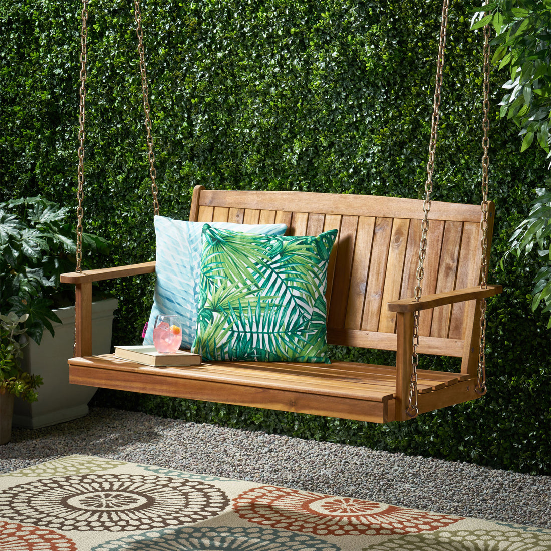 Tambora Porch Swing Teak Wood Metal