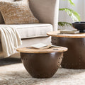 Wooden & Iron End Table Natural Metal & Wood