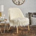 Club Chair White Faux Fur