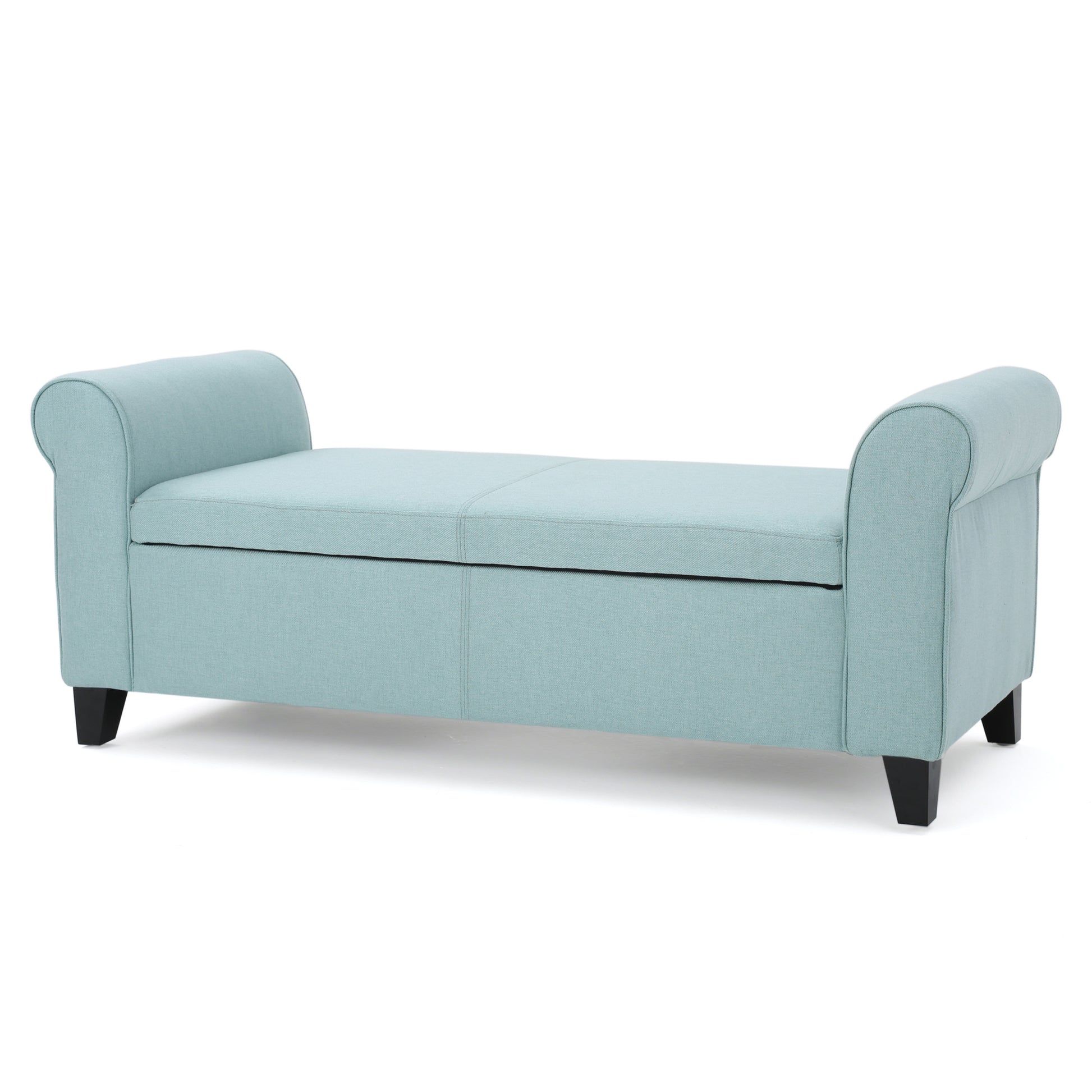 Hayes Armed Storage Bench Light Blue Fabric