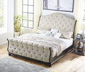 Rhapsody King Sleigh Bed Beige King Beige Faux Leather