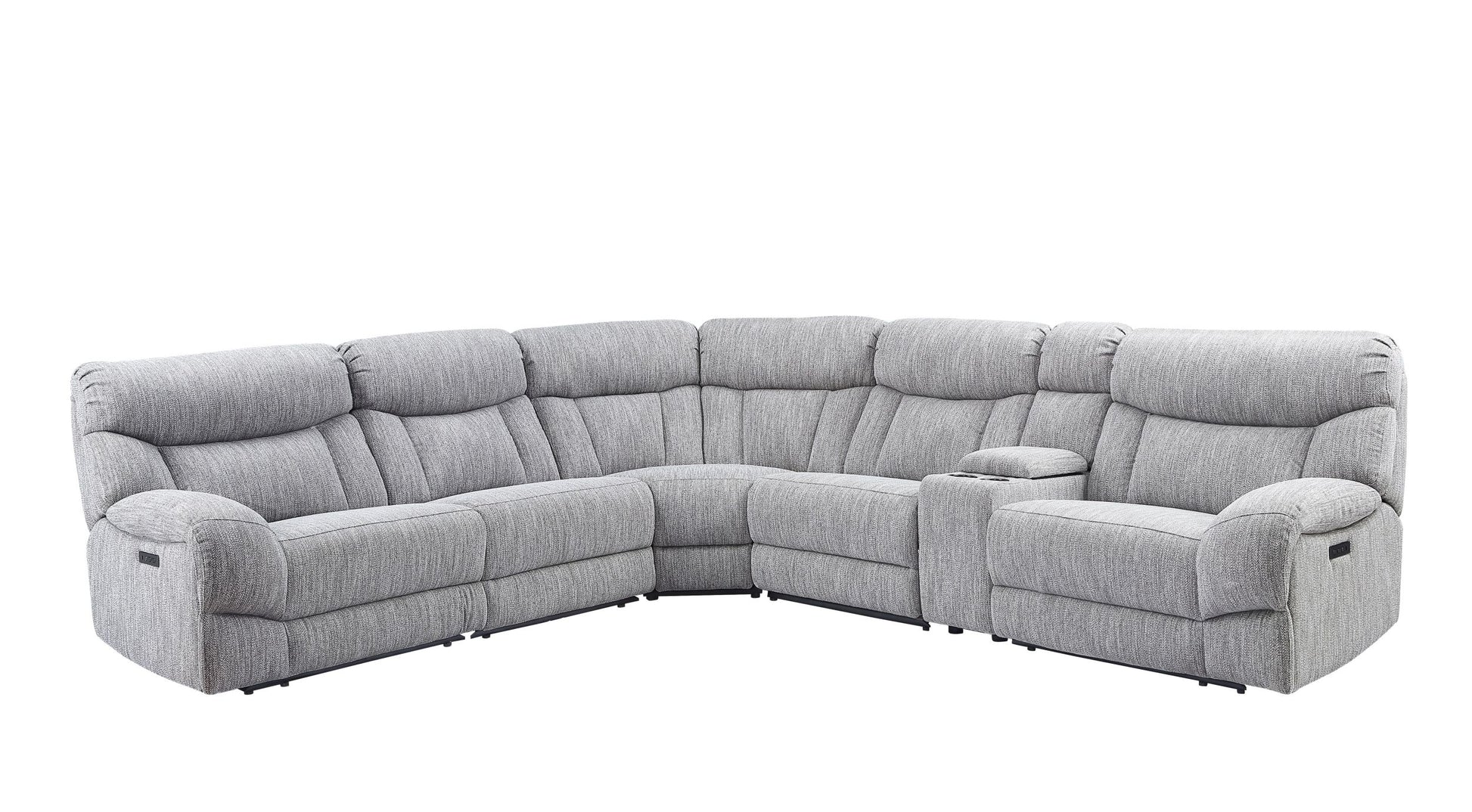 Park City 5 Piece Sectional Pearl Silver Silver White Fabric 6 Seat