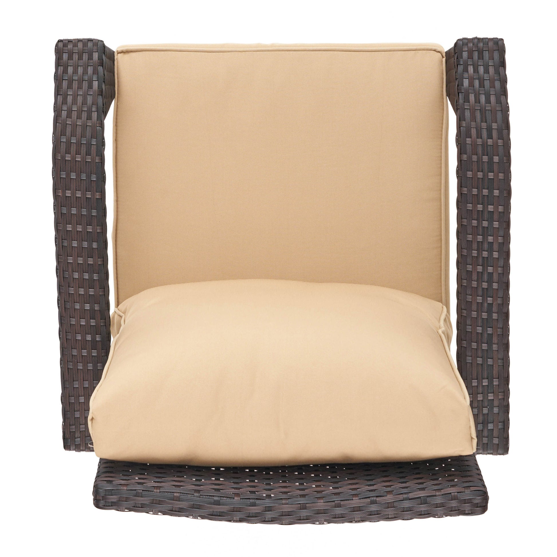 Honolulu Brown Club Chair 2 Brown Tan Pe Rattan Iron Waterproof Fabric