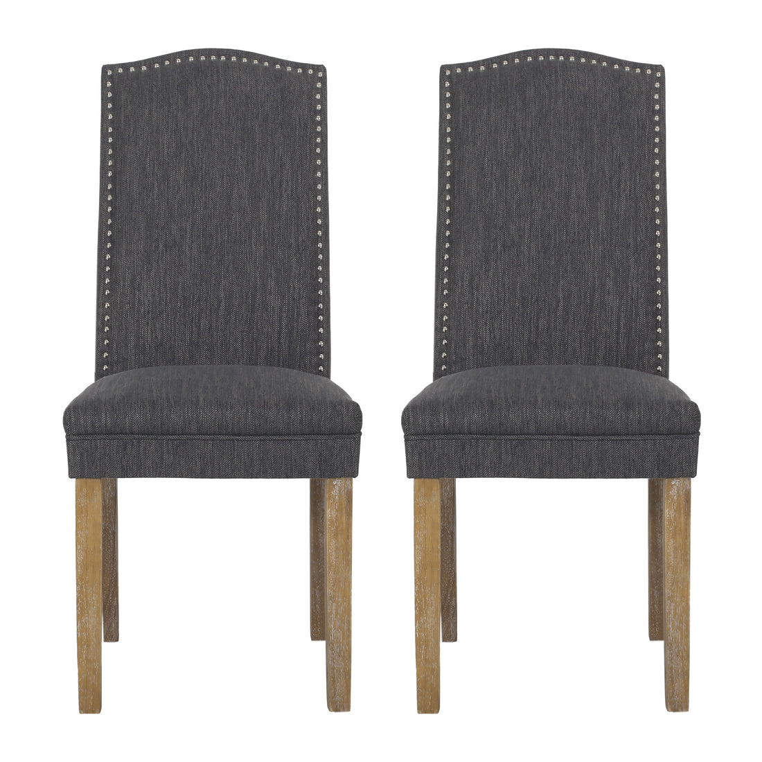 Upholstered Dining Chairs With Trim, Set Of 2, Charcoal And Natural Rubberwood Charcoal Nature Dining Room Foam Spot Clean Rectangular Dining Chairs Rubberwood Solid Back Set Of 2 Fabric,Upholstered