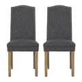 Upholstered Dining Chairs With Trim, Set Of 2, Charcoal And Natural Rubberwood Charcoal Nature Dining Room Foam Spot Clean Rectangular Dining Chairs Rubberwood Solid Back Set Of 2 Fabric,Upholstered