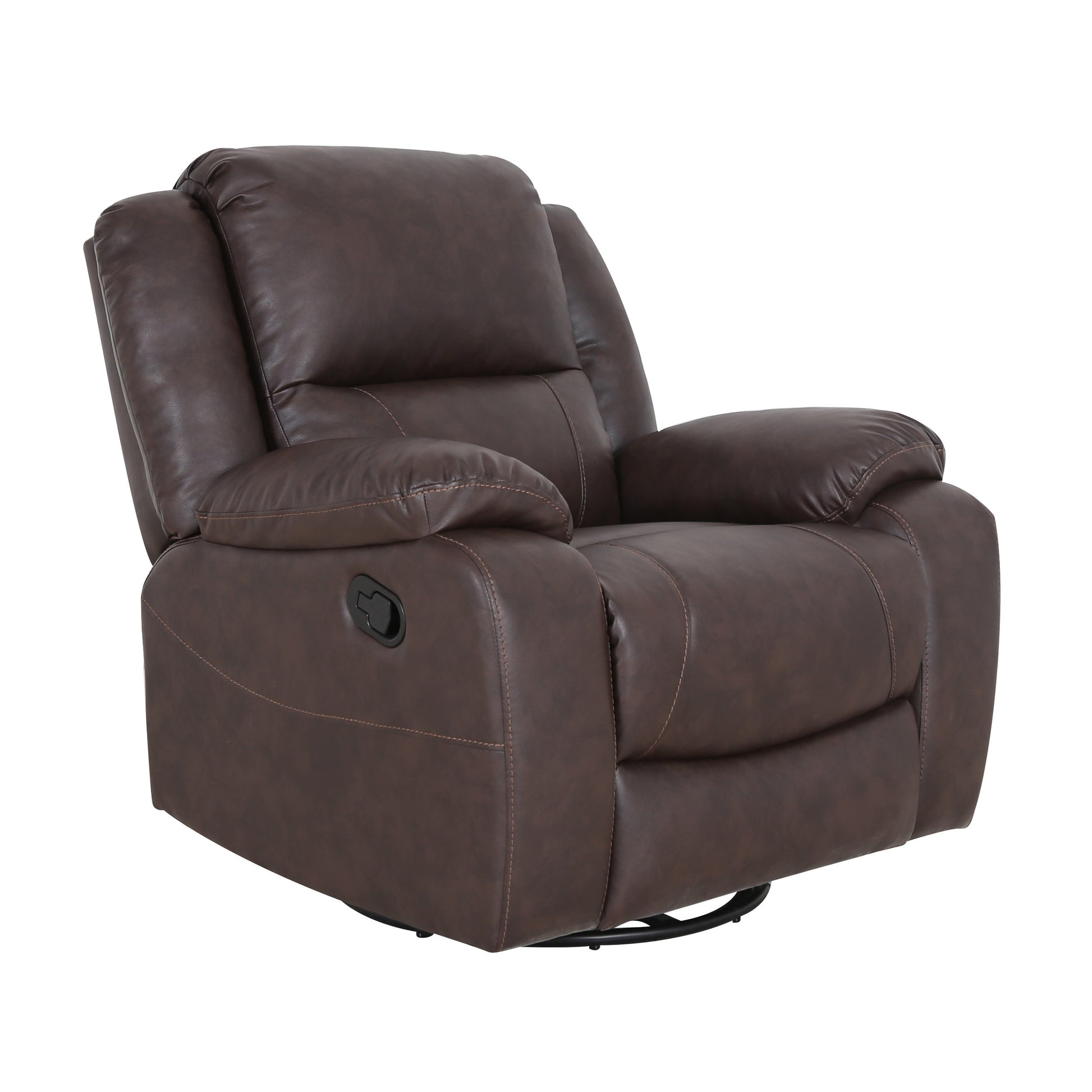 39" Wide Faux Leather Manual Swivel Standard Recliner Dark Brown Pu