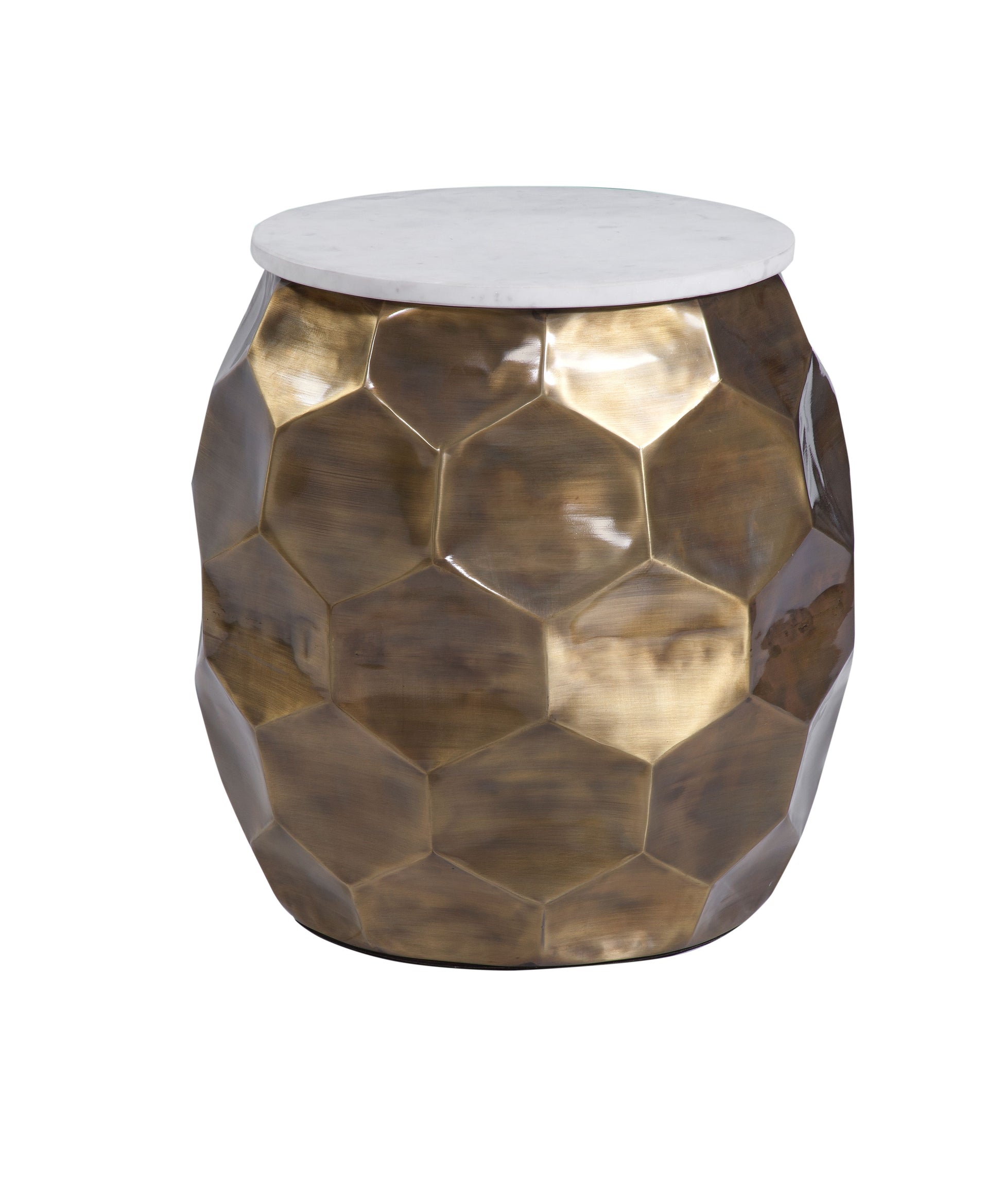 Stomp Round End Table Brass Gold Iron