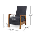 Fabric Wood Hand Recliner Charcoal Fabric