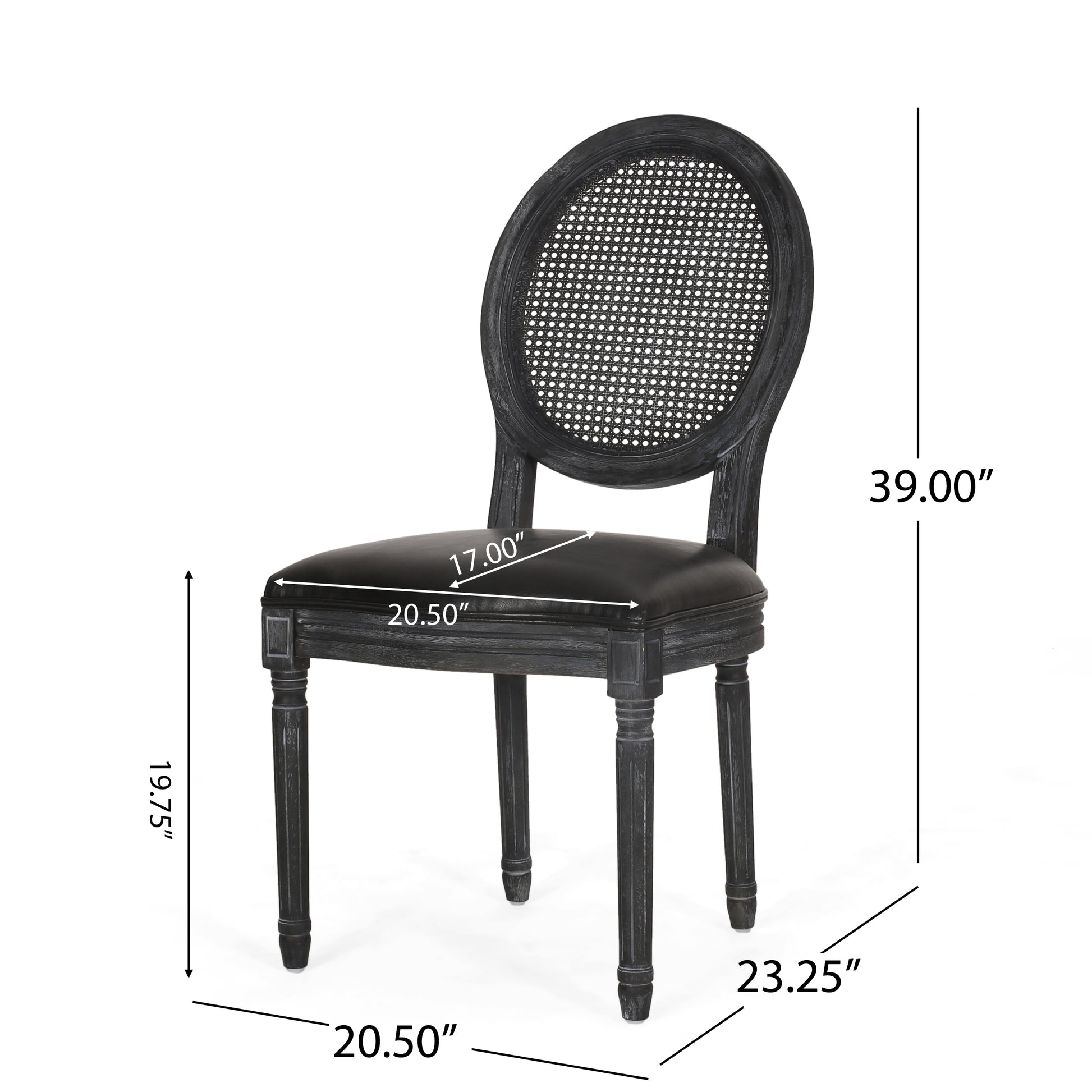 Dinning Chair Mp2 Set Of 2 Black Wood Fabric Rattan