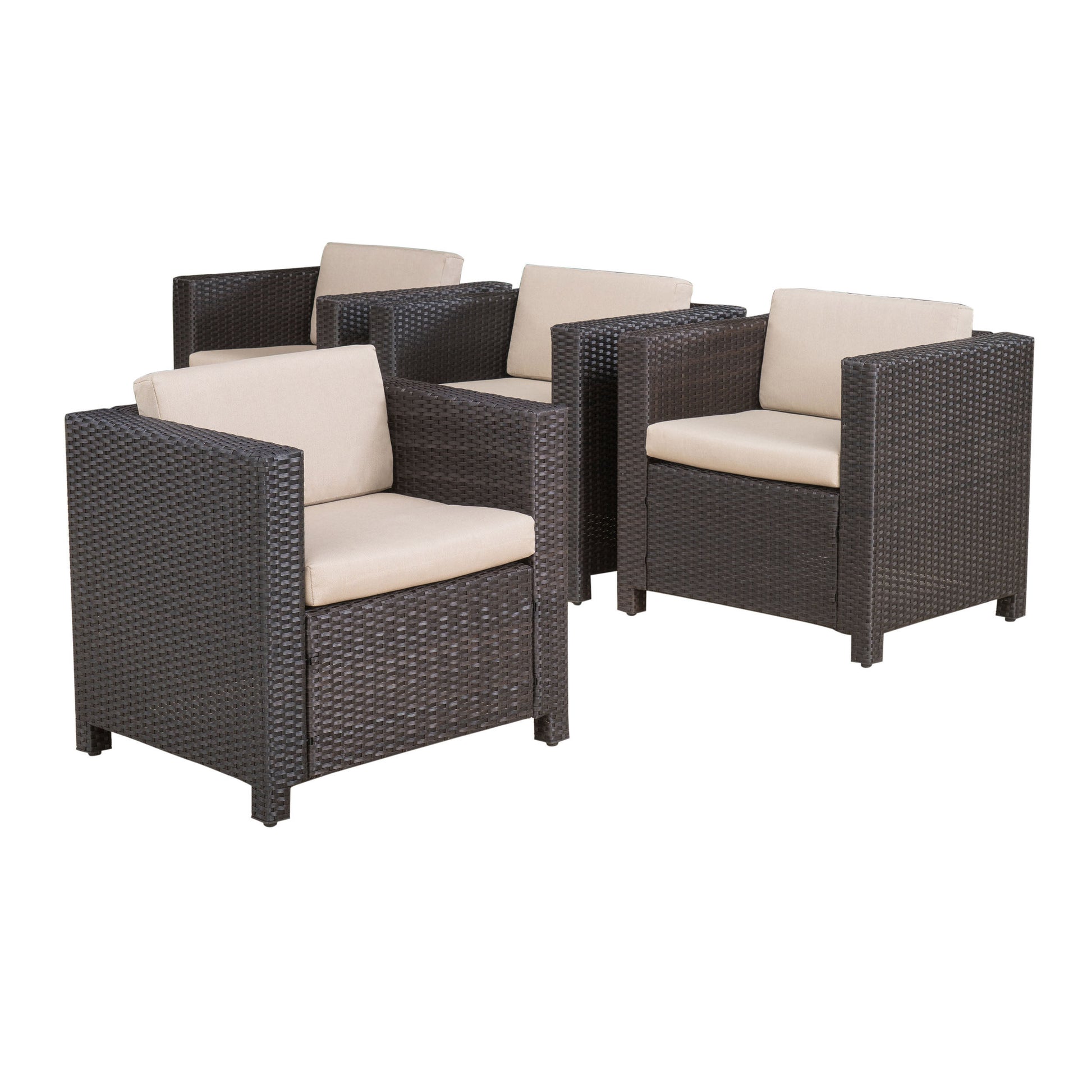 Club Chair Mp4 Brown Beige Rattan Metal