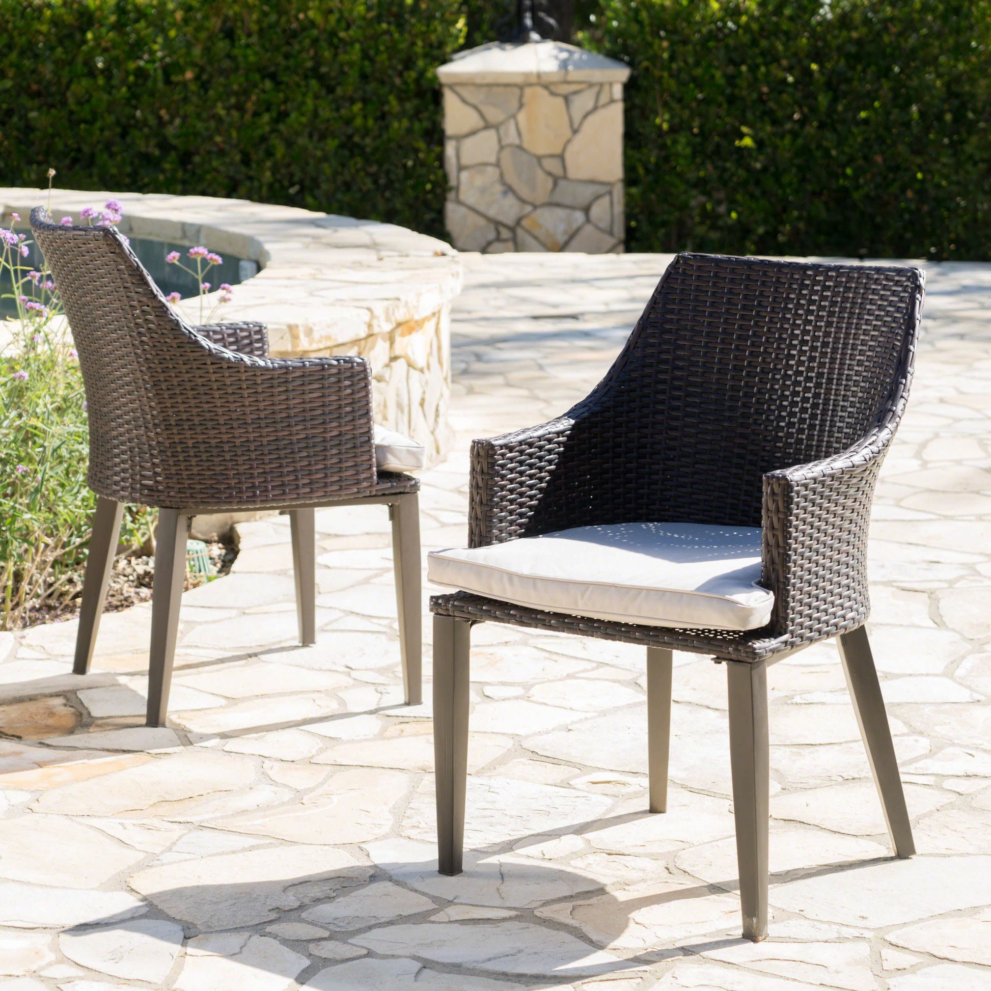 Hillhurst Chair Brown Mp2 Set Of 2 Brown Rattan Waterproof Fabric Metal