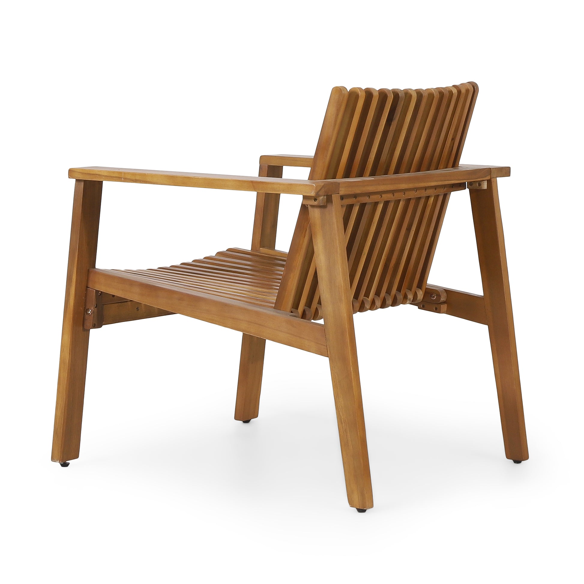 Outdoor Acacia Wood Slatted Club Chairs, Set Of 2, Teak Finish, Acacia Wood, 30"D X 28"W X 30.75"H Brown Acacia Wood