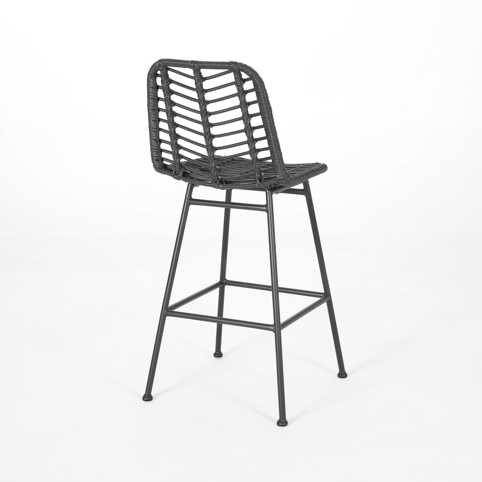 Sawtelle Outdoor Wicker Barstools Set Of 2 Grey Rattan