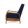 Fabric Wood Hand Manual Club Recliner Navy Blue Fabric