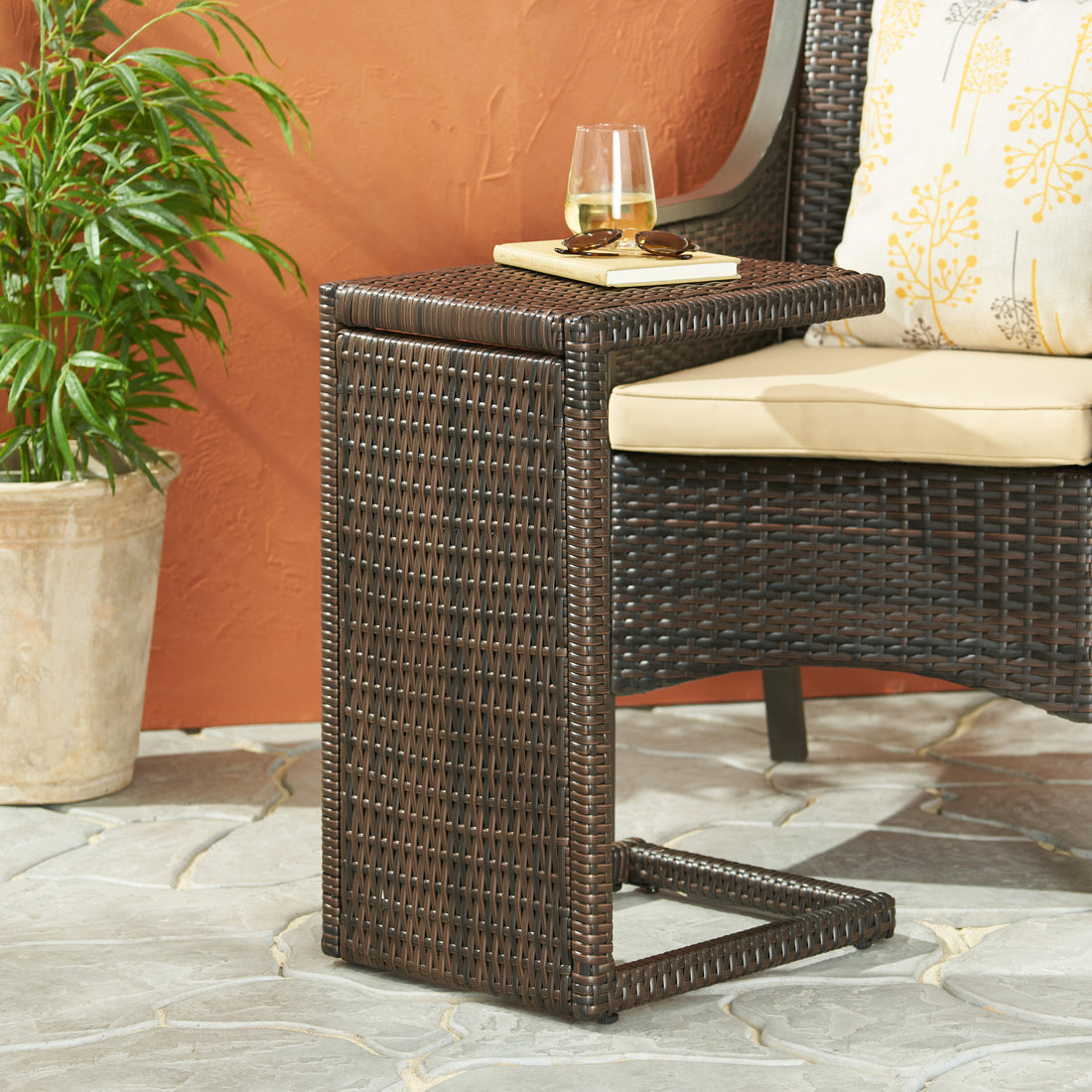 Bucharest End Table Brown Rattan