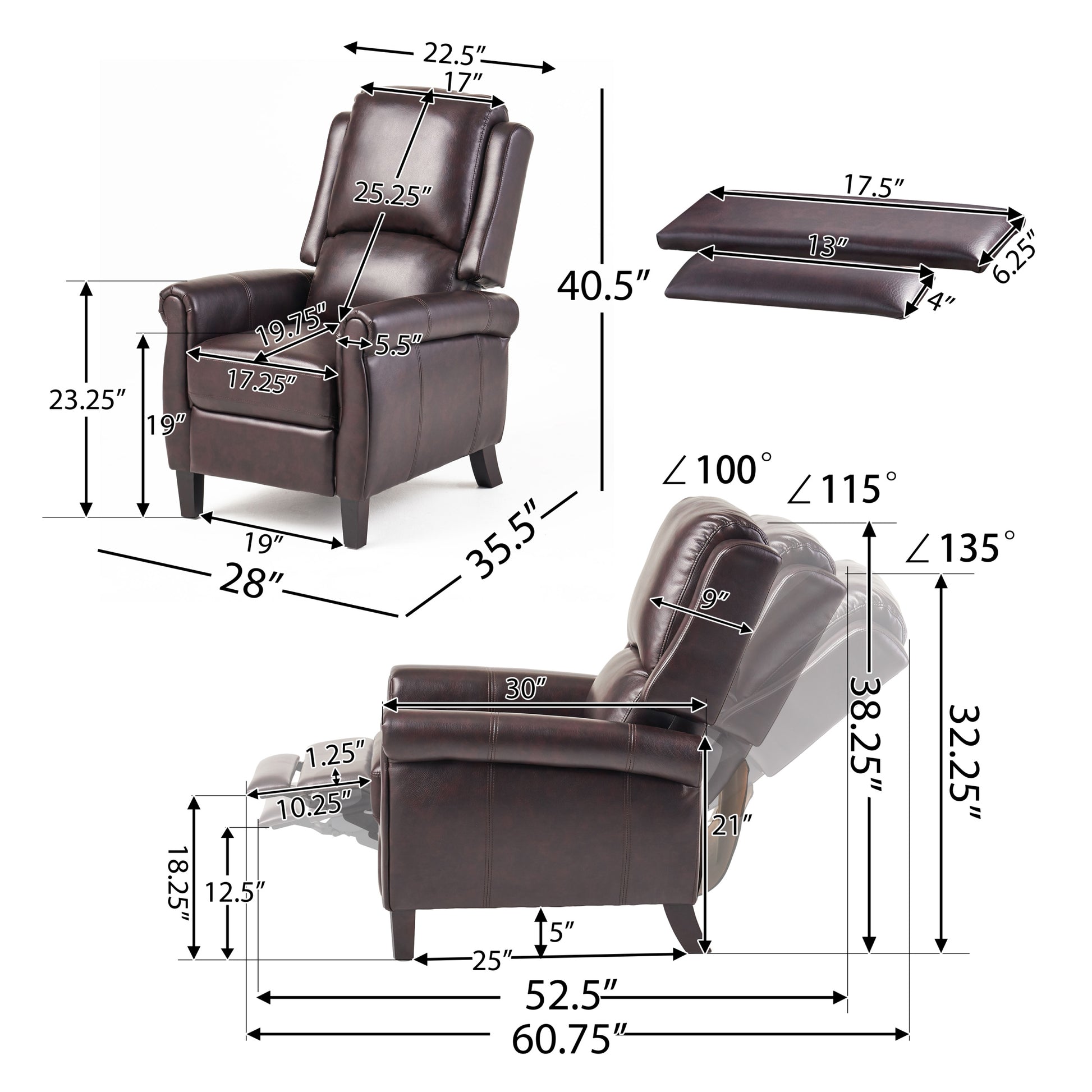 Recliner Burgundy Pu